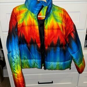 Topshop Multicolor Striped Puffer Jacket
